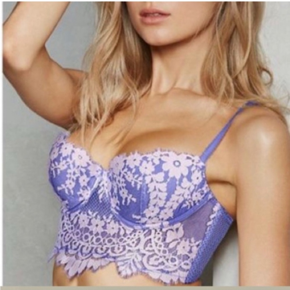 Victoria’s Secret Dream Angels Lined Demi Longline Bra Purple Lavender Size 34D - Picture 2 of 15